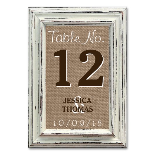 Numéro De Table Collection de Mariages Rustic White Frame & Burlap (Par défaut)