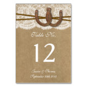 Numéro De Table Collection Kraft, dentelle et fer à cheval (Dos)