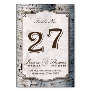 Numéro De Table Collection Rustique de Mariages de bouleaux argent