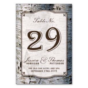Numéro De Table Collection Rustique de Mariages de bouleaux argent