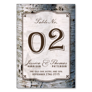 Numéro De Table Collection Rustique de Mariages de bouleaux argent