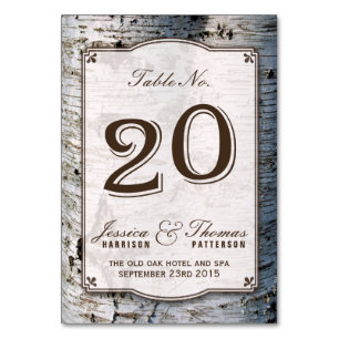 Numéro De Table Collection Rustique de Mariages de bouleaux argent