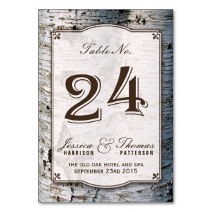 Numéro De Table Collection Rustique de Mariages de bouleaux argent