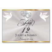 Numéro De Table Colombes & Cœurs - Blanc Perle/Argenté (Dos)