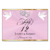 Numéro De Table Colombes & Cœurs - Rose Pastel/Argenté (Devant)