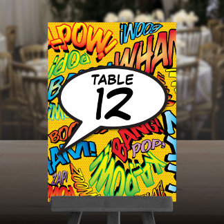 Numéro De Table Coloré Amusant moderne Comic Livre Discours Bubble