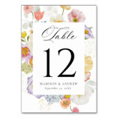 Numéro De Table Colorful Watercolor Wildflower Wedding (Dos)