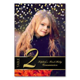 Numéro De Table Communion Photo Elegant Gold Typography Parties sc