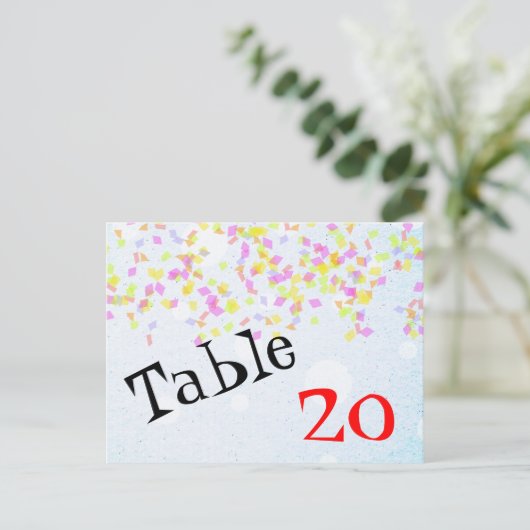 Numéro de table Confetti Carte postale (Debout devant)