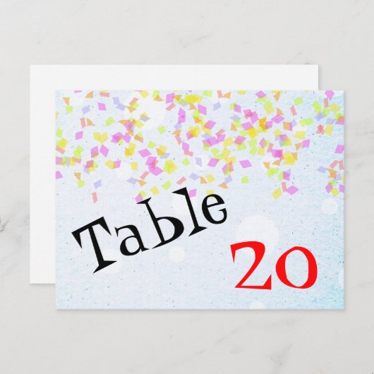 Numéro de table Confetti Carte postale (Devant / Derrière)