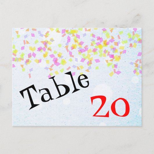 Numéro de table Confetti Carte postale (Devant)