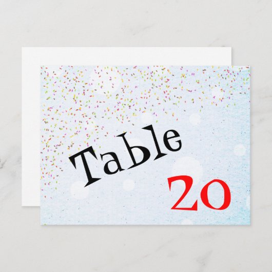 Numéro de table Confetti Carte postale (Devant / Derrière)