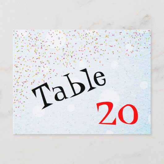 Numéro de table Confetti Carte postale (Devant)