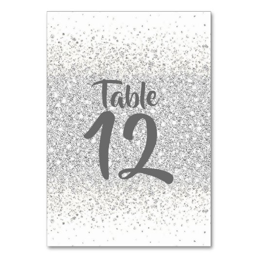 Numéro De Table Confetti de Parties scintillant d'argent sur blanc (Dos)