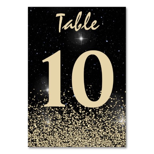 Numéro de table Confetti en or noir et clair (Dos)