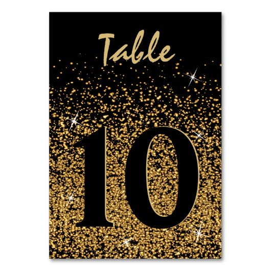 Numéro de table Confetti noir et or (Dos)