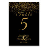 Numéro De Table Confetti noir et or élégant - Numéro de tableau (Dos)