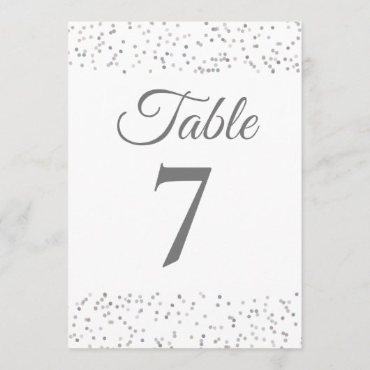 Numéro de table Confetti Silver Stardust (Dos)
