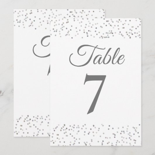Numéro de table Confetti Silver Stardust (Devant / Derrière)