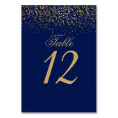 Numéro De Table Confettis Bleu foncé et Or (Dos)