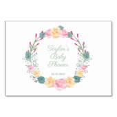 Numéro De Table Conseil parental Baby shower d'aquarelle florale (Dos)