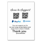 Numéro De Table Conseil virtuel jar q r code argent don PayPal ven (Dos)