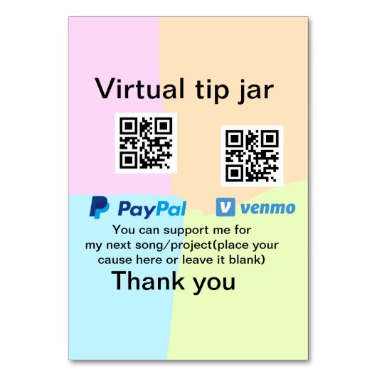 Numéro De Table Conseil virtuel jar q r code argent don PayPal ven (Par défaut)