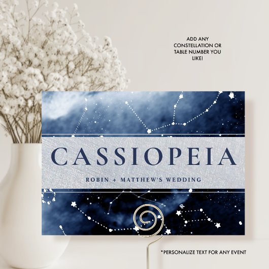 Numéro De Table Constellation Cassiopée (ou Autre) Bleu, Argent