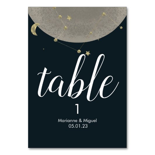 Numéro De Table Constellation de Lune Grise Ciel Mariage (Par défaut)