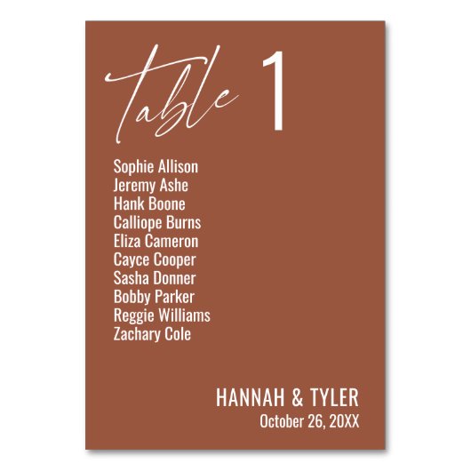 Numéro De Table Contemporain Simple Élégant Terracotta (Par défaut)
