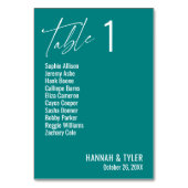Numéro De Table Contemporain Simple Élégant Turquoise (Dos)