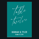 Numéro De Table Contemporaine Élégante Table Turquoise Douze<br><div class="desc">Gras, simple, contemporain, élégant. Ce design complète une collection croissante de pièces uniques qui attirent l'attention et sont distinctives. Utilisez les champs du modèle pour modifier les détails des espaces réservés et personnaliser le design. D'autres couleurs et styles sont disponibles dans cette collection. Ici, j'ai mis en avant une police...</div>