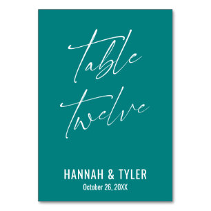 Numéro De Table Contemporaine Élégante Table Turquoise Douze