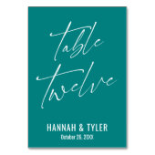 Numéro De Table Contemporaine Élégante Table Turquoise Douze (Dos)