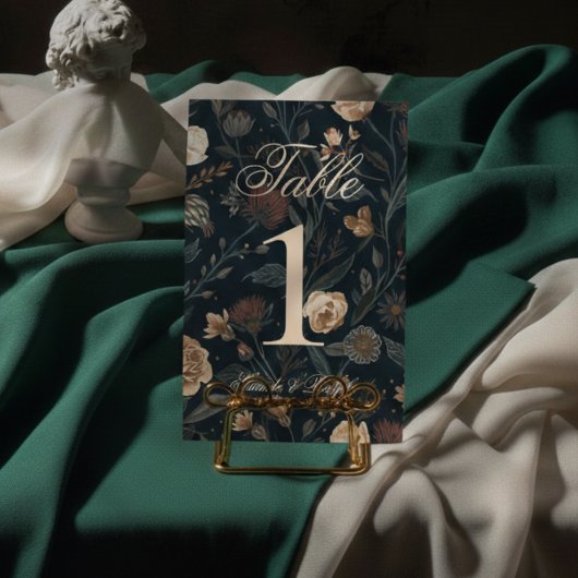 Numéro De Table Contemporary Modern Black Floral Wedding