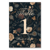 Numéro De Table Contemporary Modern Black Floral Wedding (Dos)