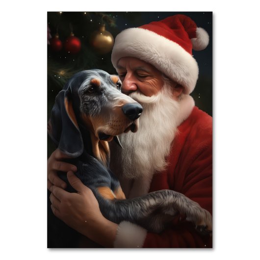 Numéro De Table Coonhound Bluetick avec Noël au Père Noël (Par défaut)