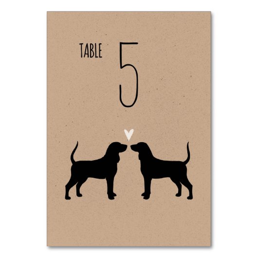 Numéro De Table Coonhound Chien Silhouettes Mariage Réception (Dos)