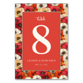 Numéro De Table Coquelicots Fleuris Rouge Festif (Dos)