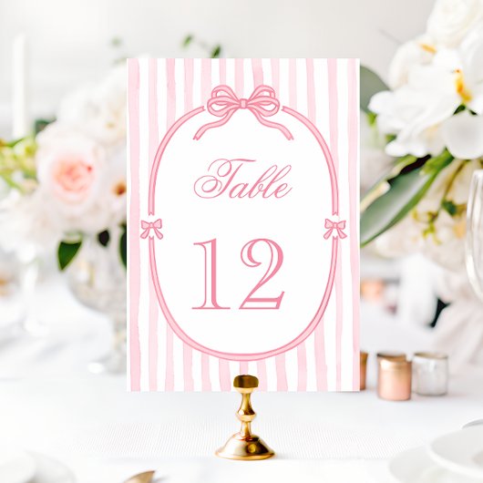 Numéro De Table Coquette à ruban rose