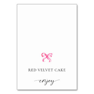 Numéro De Table Coquette Bow rose Étiquette de nourriture sous ten