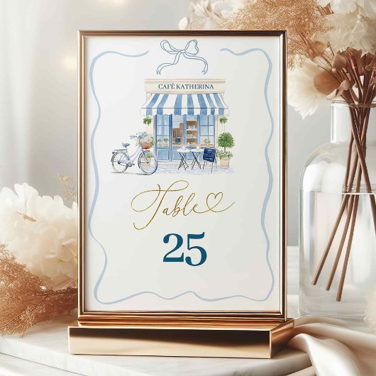 Numéro De Table Coquette Café parisien French Blue Table Numéro