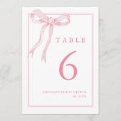 Numéro de table Coquette Fille Ruban Rose (Devant)