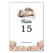 Numéro De Table Coquette Floral Blush Pink Retro Mariage voiture (Dos)