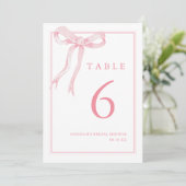 Numéro de table coquette girly Bow rose (Debout devant)