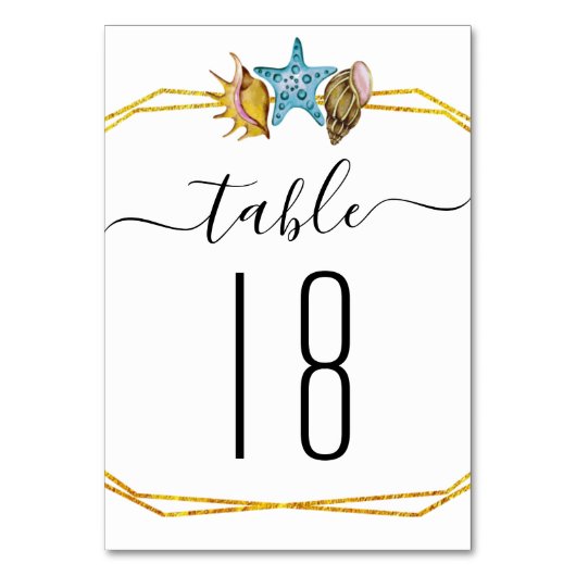 Numéro De Table Coquillages en polygones en feuille d'or Numéro de (Par défaut)
