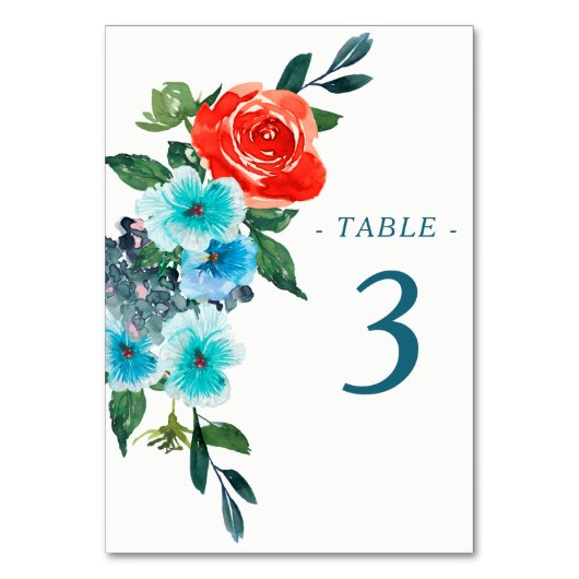 Numéro De Table Corail et Aqua Floral Mariage (Par défaut)