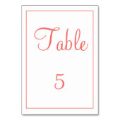 Numéro de table corail et blanc élégant (Dos)