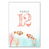 Numéro De Table Corail mariage aquatique et aquarelle de poisson c (Dos)