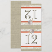 Numéro de table corail Ocean Romance Burlap and La (Devant / Derrière)